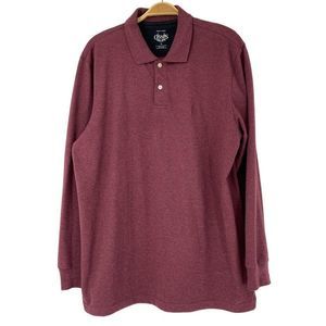 Mens Chaps Easy Care Polo Shirt Top Red Large Long Sleeve Collared 3848